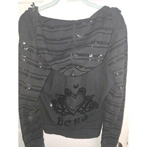Y2k BCBG Maxazria Hoodie Artdeco  Whimsigoth Bling ALL Bedazzled Large